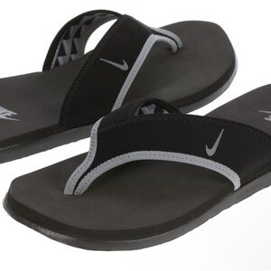 Nike Black and Gray Flip-Flops